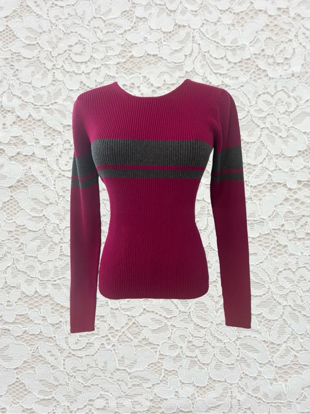 vintage 90s gap red and grey striped long sleeve sweater